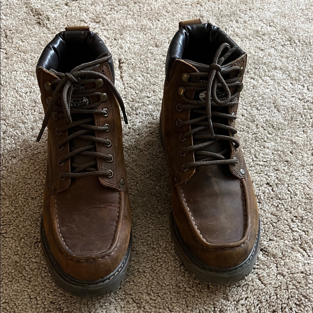 Skechers Men's Brown Leather Moc Toe Work Hiking Boots Size 9